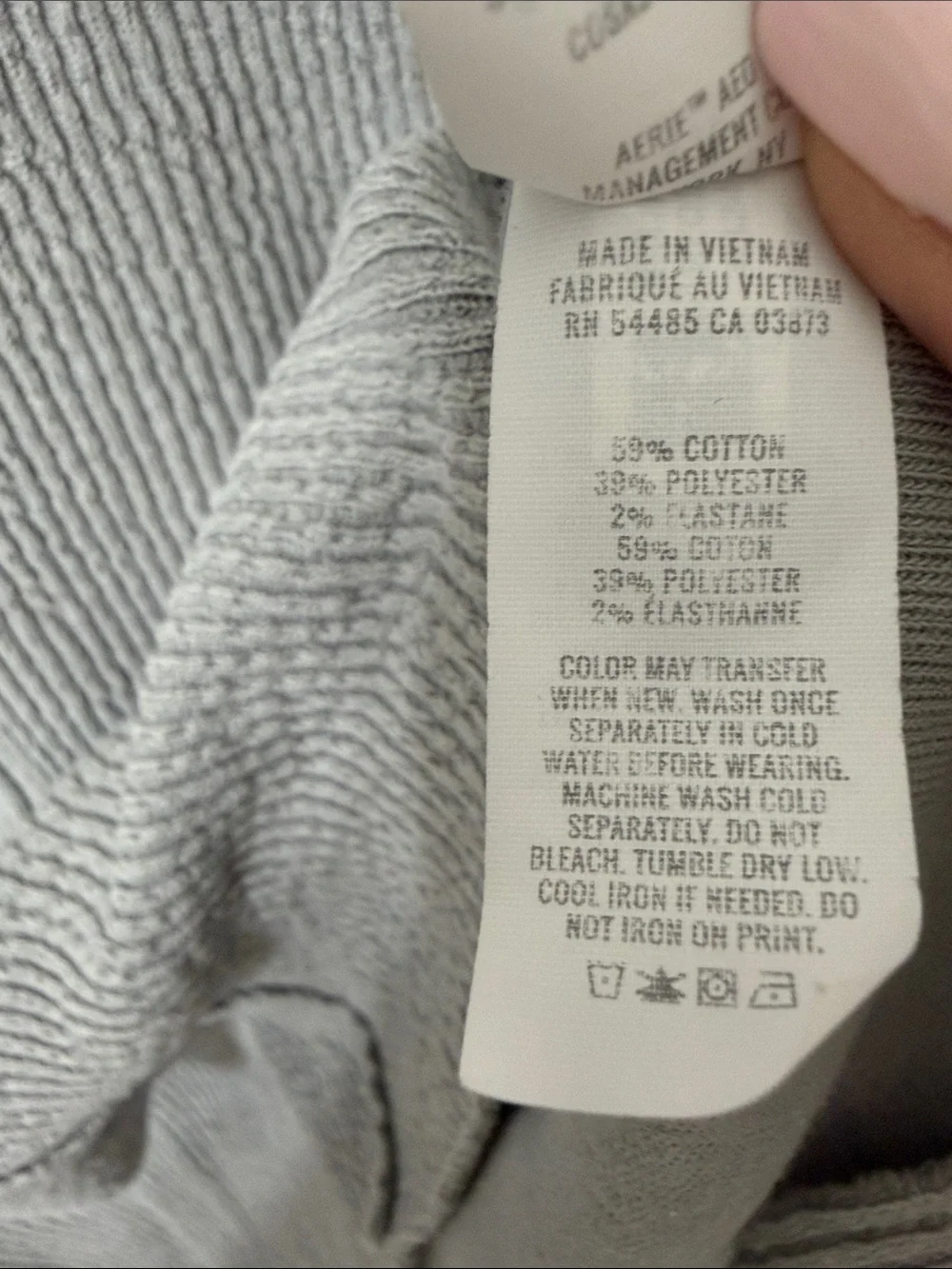 Aerie Wonder Textured Ribbed V-Neck Sweatshirt in Silver Shadow Small - Picture 5 of 6